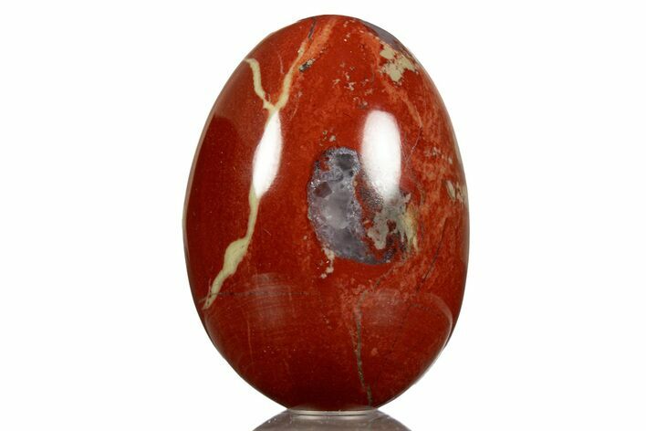 Polished Red Jasper Egg with Agate Pockets - South Africa #313488